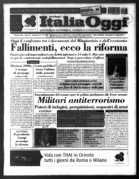 Italia oggi : quotidiano di economia finanza e politica